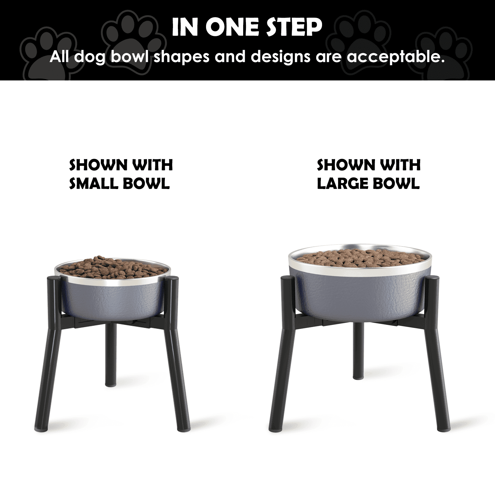 Raised Dog Bowl Stand for Large Dogs 11" Height Adjustable Width 7-10.6" Single Tall Elevated Dog Bowls Stand, Food & Water Feeder Bowl Holder for Large Breeds(Bowl Not Included)