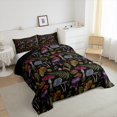 thumbnail image 3 of Feelyou Chid Cartoon Mushroom Full Size Comforter Sets, Jungle Leaf Plant Bedding Comforter Set, Vintage Fashion Style Reversible Bedding Sets, Luxury Bedroom Decor, 3 Pieces, 3 of 8