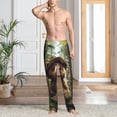 thumbnail image 5 of Vsdgher Jungle Hat Bear Print Mens Pajama Pants Sleep & Lounge Pants, PJ Bottoms With elastic waistb and Pockets, 5 of 5
