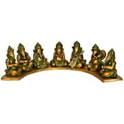 Exotic India ZCG15 Seven Musical Ganesha Brass Statue, Multi Color