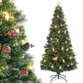thumbnail image 1 of Costway 7 FT Christmas Tree Artificial Xmas Tree with 8 Lighting Modes 80 Warm LED Lights, 1 of 10