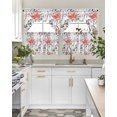 thumbnail image 4 of Pink Floral Swag Kitchen Curtains Sets for Windows 24 Inch Length, Vintage Oil Painting Botanical Birds Short Window Curtain Panels Swags Valances and Tiers 3 Piece Set for Cafe/Dining Room, 4 of 5