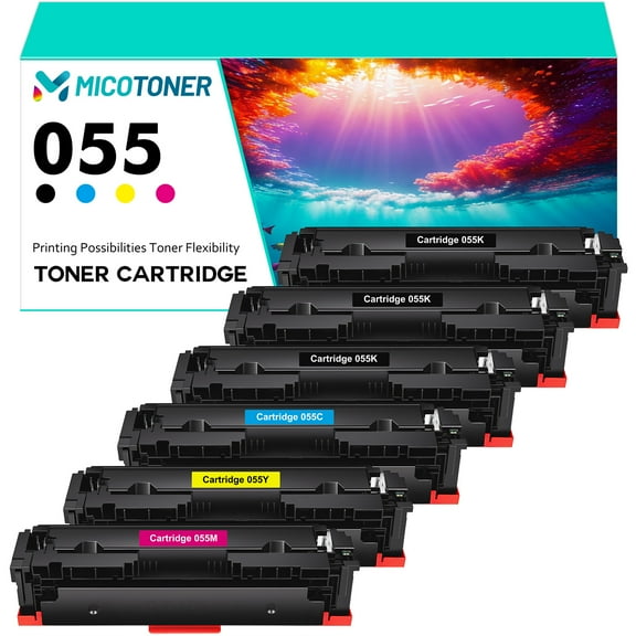 6-Pack Compatible Toner Cartridge with Chip for Canon 055 i-SENSYS MF745CDW MF741CDW MF743CDW LBP663CDW LBP664CX Printer (3*Black,Cyan,Magenta,Yellow)