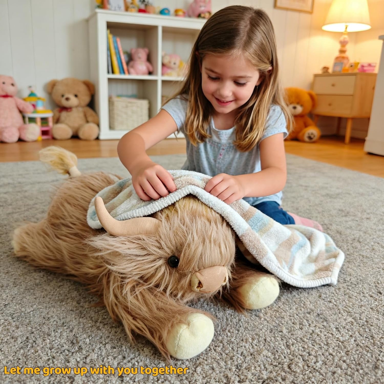 Guvpev 16" Weighted Highland Cow Stuffed Animal, Soft Shaggy Cow Plush Toy for Anxiety Relief and Sensory Comfort, Cuddly Farmhouse Cow Plush Pillow, Unique Birthday Gift