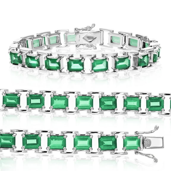 Vir Jewels 15 CTTW Green Topaz Tennis Bracelet in .925 Sterling Silver Rhodium Emerald 7 Inch
