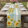 thumbnail image 4 of Sunflower Table Runner 90 Inches, Summer Eucalyptus Botanical Floral Teal Wood Bed Runner Dresser Scarves Tabletop for Indoor Outdoor Parties/Ceremony/Banquet, 13" x 90", 4 of 9