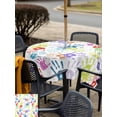 thumbnail image 5 of Outdoor Tablecloth with Umbrella Hole for Patio/Picnic/Party/Camping, Colorful Hand Print Waterproof Table Cloth Square Cover Washable, Cartoon Watercolor Cute Graffiti (60"x 60"), 5 of 8