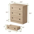 thumbnail image 3 of Farmhouse 3 Drawer Dresser for Bedroom, Small Chests of Drawers, Wood Nightstand Bedside Cabinet End Table, Modern Closet Storage Organizer for Bedroom, Natural, 3 of 10