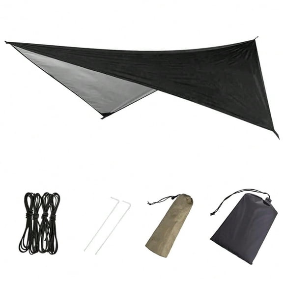 Hammock Camping Tarp Rain Fly Waterproof Tent Shelter Awning Sunshade Cloth Picnic Mat For Outdoor Beach Included Guy Lines Stakes 230*210CM