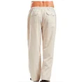 thumbnail image 3 of Pantalones de lino y algodón para hombre, ropa transpirable de Color sólido, informal, con cintura elástica, para Fitness, Verano, 3 of 5