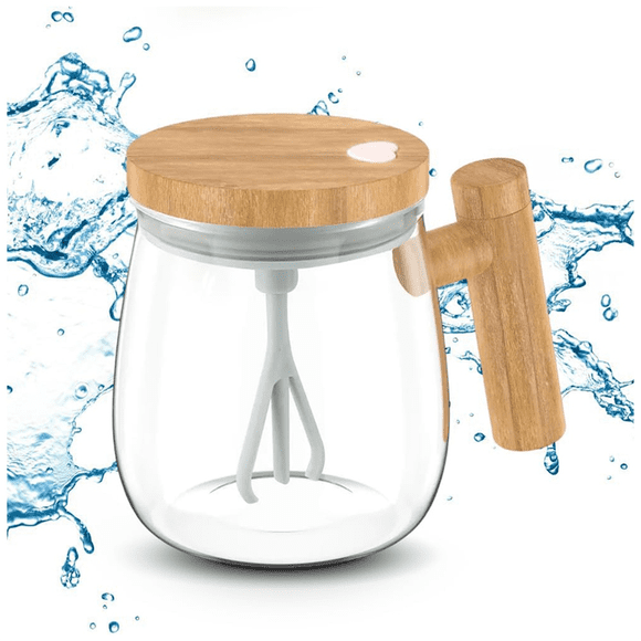 Upgrade Electric High Speed Mixing Cup, 13.5oz/400ML Self Stirring Coffee Mug Waterproof Glass Cup, Battery Powered