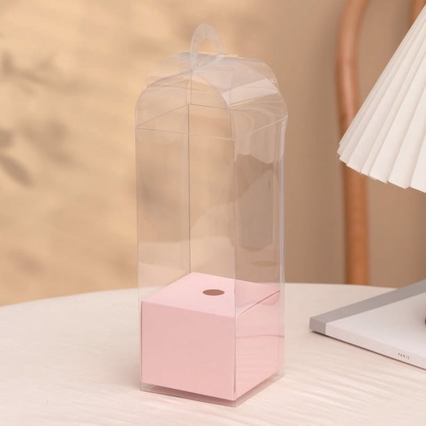 Zhuge Bolsas de embalaje para cajas de regalo, cajas de embalaje para ramos de flores individuales, cajas con forma de faro, cajas de flores plegables de mano (rosa)