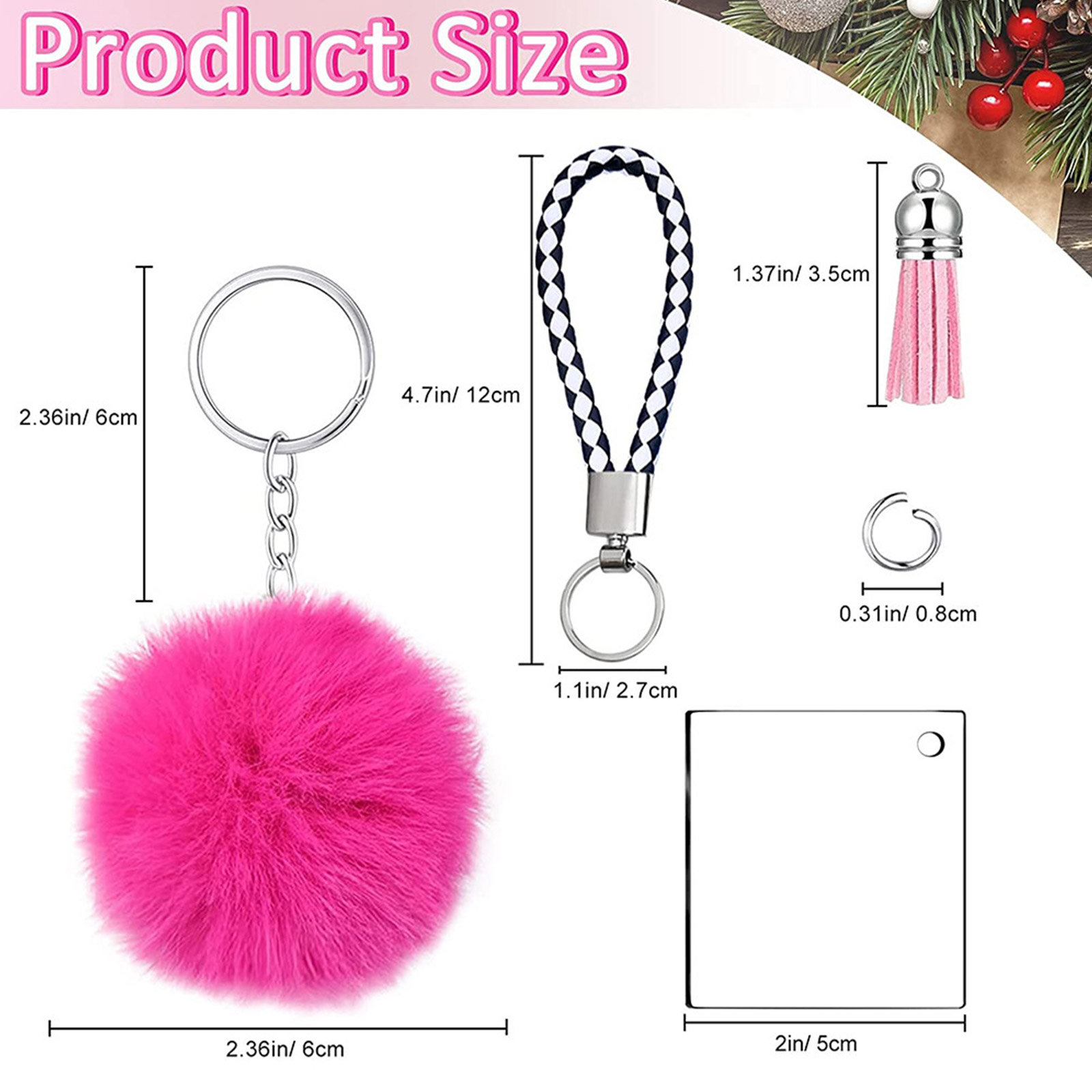 126Pieces Keychain Making Kit with Colorful Tassels Keychain Clip for Key Rings