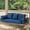 Blue, variant on Mvpipi 3 Seat Hanging Porch Swing, Patio Swing Bench with Cup Holders & 3 Back Cushions, Swing Chair with Chains for Deck Garden Backyard,Beige,60-Inch Width,Metal Seat((Blue)