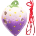 thumbnail image 1 of 1 juego de ocarina de cerámica de 6 agujeros con forma de fresa para niños, instrumento de viento para practicar, 1 of 7