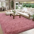 thumbnail image 3 of Janvonne Soft Fluffy Shaggy Area Rug, 8'x 10' Bean paste Pink Plush Fuzzy Carpet for Bedroom Living Room, Non-Slip Modern Indoor Shag Rug for Kids Room Nursery Home Decor, 3 of 8