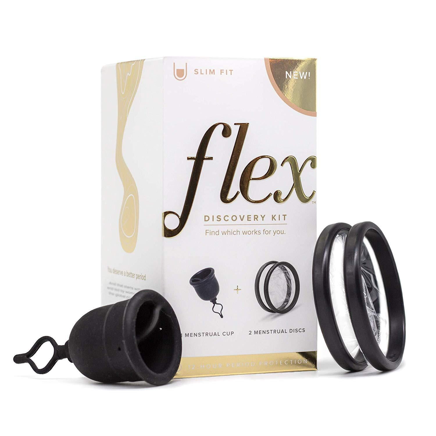 Flex Menstrual Cup Free 2 Disposable Disc Period Set Wash Bag
