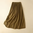 thumbnail image 2 of QATAINLAV Midi Skirt for Women High Waisted A Line Fall Winter Skirts Linen Comfy Solid Casual Pleated Skirt, Khaki, XXL, Summer Savings, 2 of 8