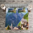 thumbnail image 3 of Ambesonne Rustic Quilted Bedspread Set 3 Pcs, Alps Village Small Town, King Size, Multicolor, 3 of 3