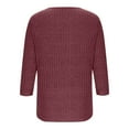 thumbnail image 4 of Zylanna Women's Pullover Sweaters, Ribbed Knit Crew Neck Heart Print 3/4 Sleeve Loose Tops for Women Wine, 4 of 7