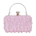 thumbnail image 4 of Bolso de mano formal para mujer, bolso de compromiso con cadena de metal, estilo vintage Rosa, 4 of 9