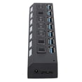 thumbnail image 1 of Concentrador USB 3.0 Divisor de alta velocidad de 7 puertos Conmutadores individuales Adaptador de corriente Extensión USB Concentrador USB alimentado FAGINEY 1, 1 of 7