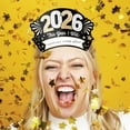 thumbnail image 4 of Big Dot of Happiness Hello New Year's Eve Party Headbands, 2026 New Years Resolution Party Hats, New Year Party Favors, 2026 NYE Party Decorations, Black, Gold, Set of 16, 4 of 5