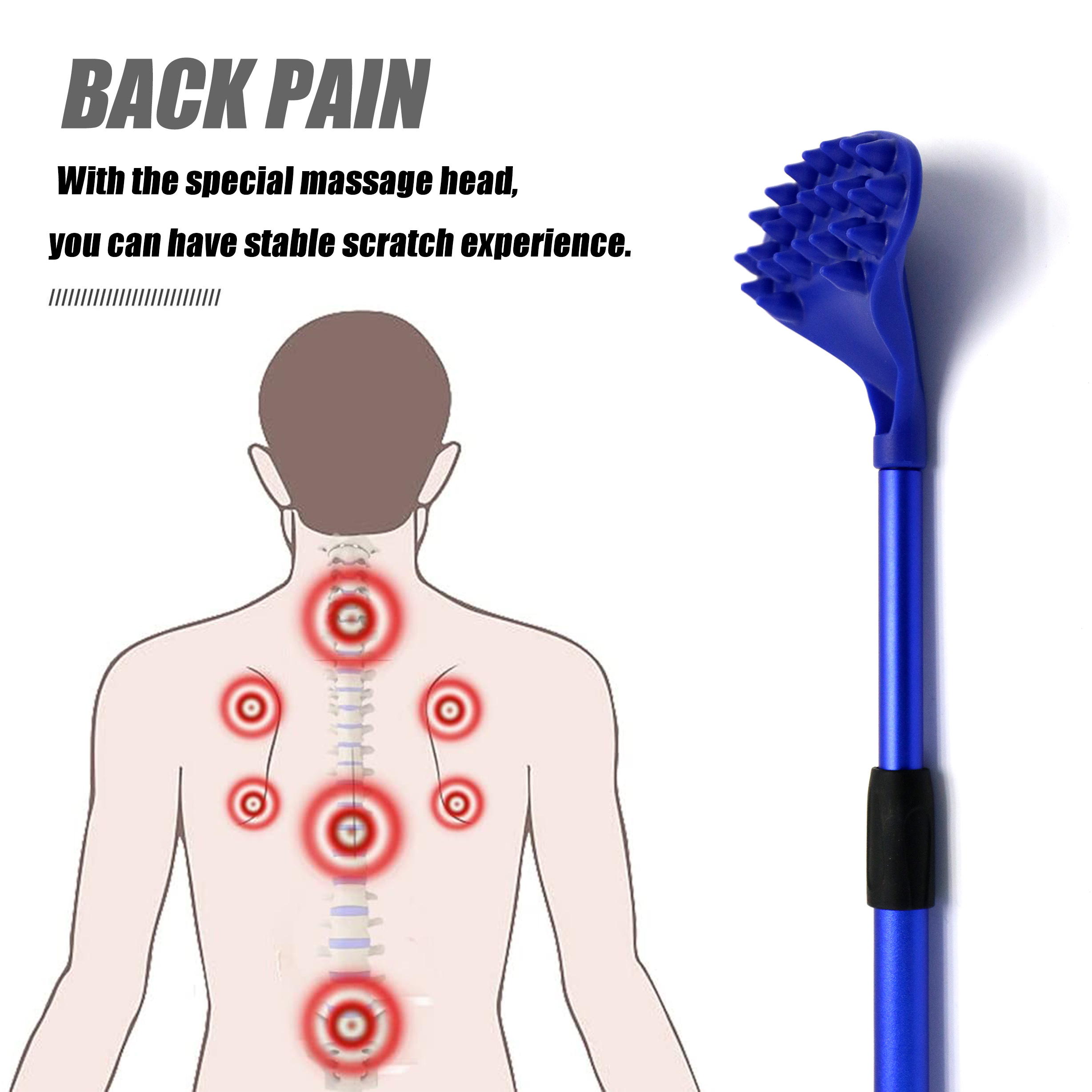 EASACE Back Scratcher for Women Men Extendable with Strong ABS Massage Head, 21inch Body Scratcher for Adults - Pets Compact - Retractable（Blue） - image 3 of 6