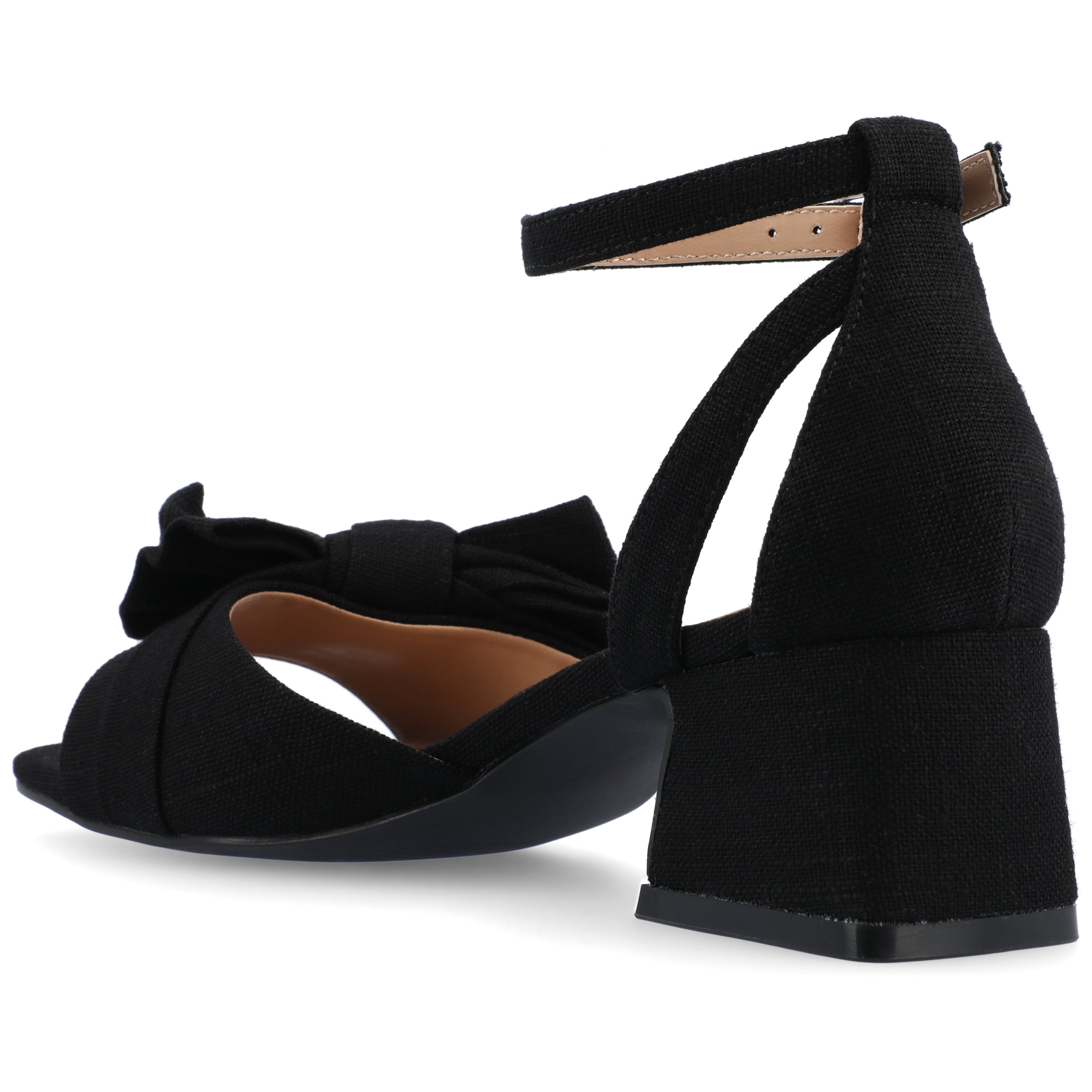 Journee Womens Zevi Linen Block Heel Dress Sandals, Widths Available