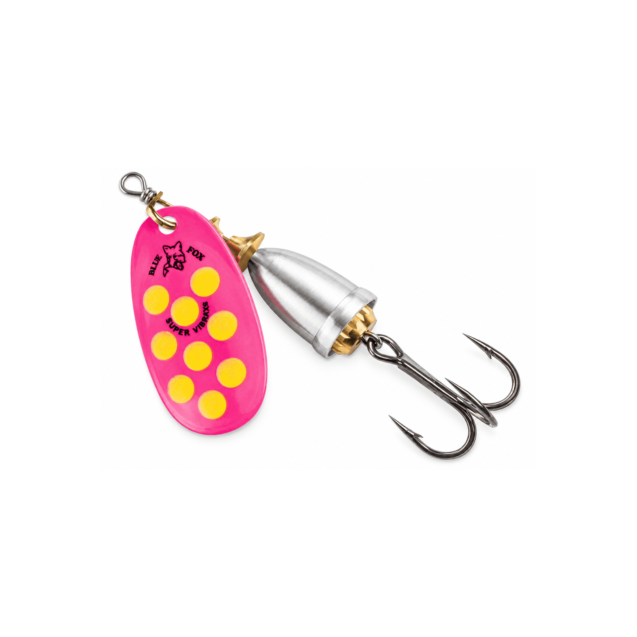(2 pack) Blue Fox Classic Vibrax Size 4 Inline Spinner Lure 3/8 oz Hot Pink/Flo Yellow/Silver