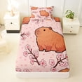thumbnail image 3 of Erosebridal Kawaii Capybara Kids Twin Sheet Sets, Cherry Blossoms Bedding, 3pcs, 3 of 5