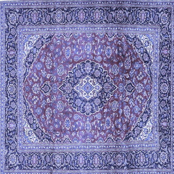 Ahgly Company Indoor Square Medallion Blue Traditional Area Rugs, 6' Square