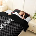 thumbnail image 4 of Erosebridal Racing Flag Twin Comforter Sets for Kids Boys, Monogrammed I Bedding Set, Black Reversible 2-Piece, 1 Comforter and 1 Pillowcase, 4 of 6