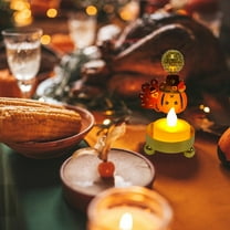 Thanksgiving LED Electronic Candlestick, Iron Painted Turkey Maple Modeling Lamp Candle Holder, Small Cute Thanksgiving Night Light Ornaments, Portable Table Candle Holder Decoration