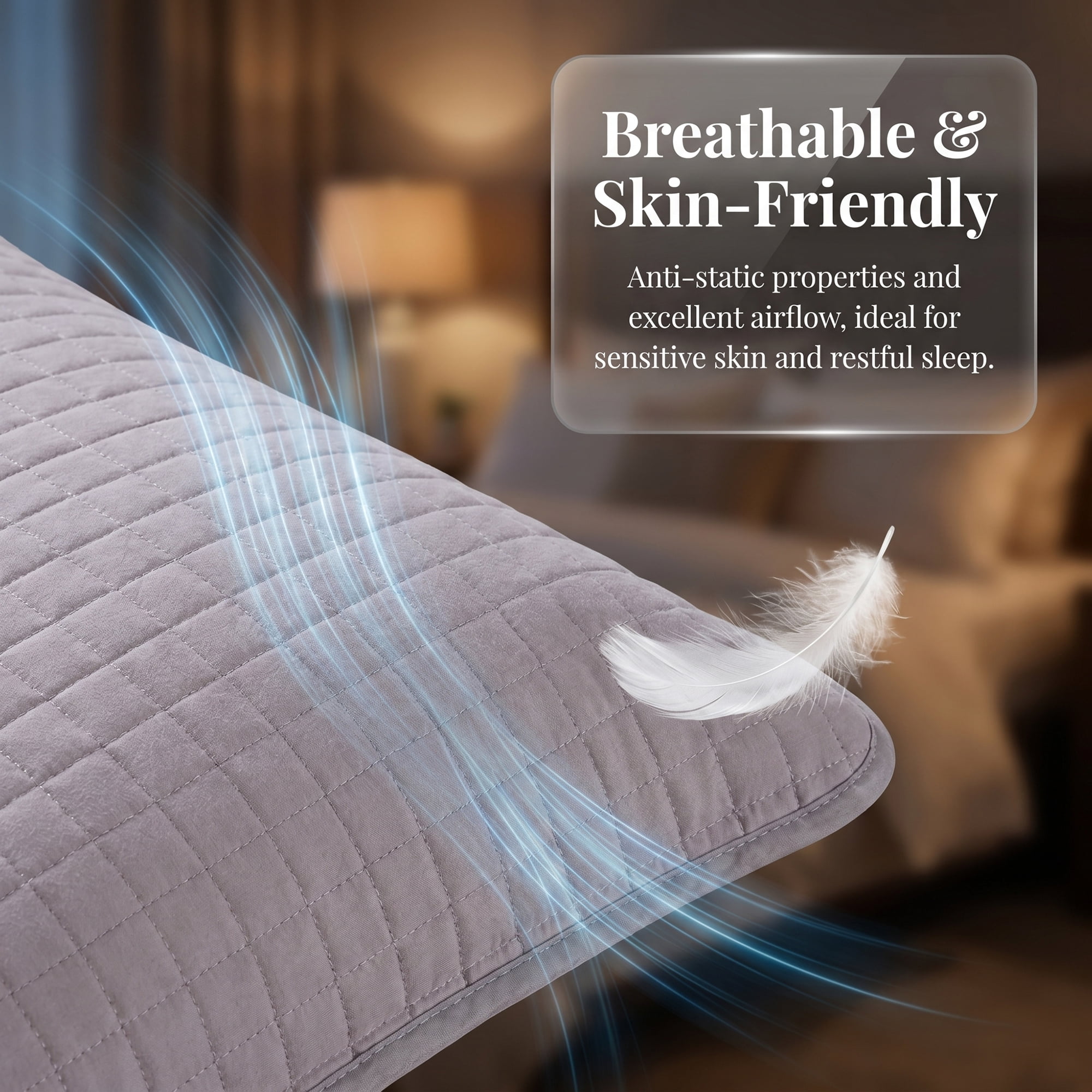 Unique Bargains 2Pcs Breathable Hypoallergenic Cotton Pillow Protectors Queen Gray B