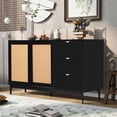 thumbnail image 5 of Accent Cabinet with 4 Glass Doors, Atumon Buffet Cabinet, Storage Cabinet with Adjustable Shelves, Modern Accent Cabinet Furniture for Corridor Entryway Living Room Dining Room, Black, 5 of 10