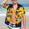 thumbnail image 5 of JUNZAN PLANETA EN FORMA DE PIZZA Pattern Hawaiian Shirt for Men,Summer Beach Casual Short Sleeve Button Down Shirts-Small, 5 of 5
