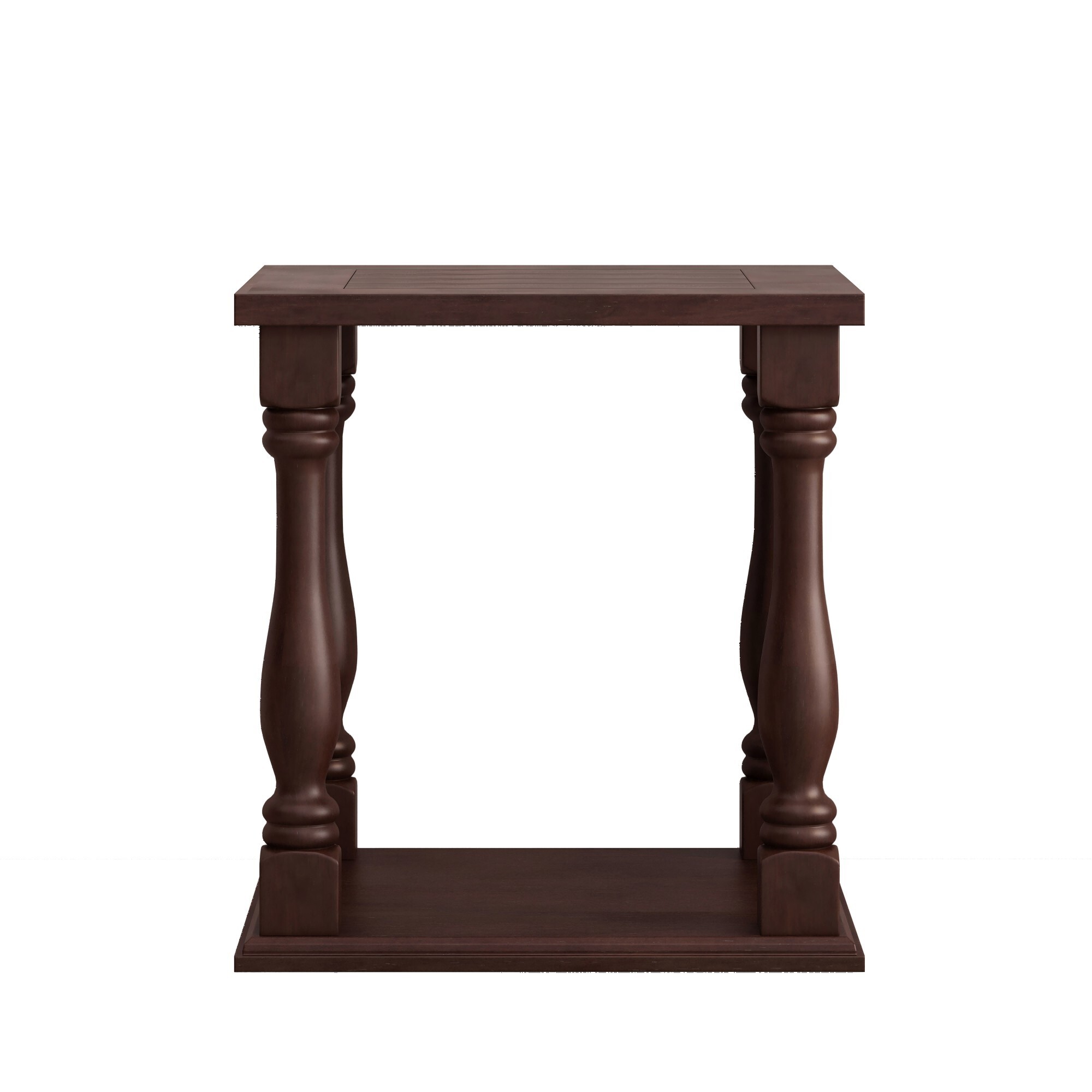 AENKYO Hand-Brushed Glaze Vintage End Table - Solid Wood Legs, 2-Tier Storage, for Bedroom & Living Room, Dark Walnut
