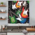 thumbnail image 4 of Guitar Semi Sheer Curtains Drapes for Living Room, Bedroom, French Doors Window 84 Inches Long, Cartoon Modern Colorful Guitars Rod Pocket Chiffon Curtain Drapery Voile Draperies Panel, 4 of 8