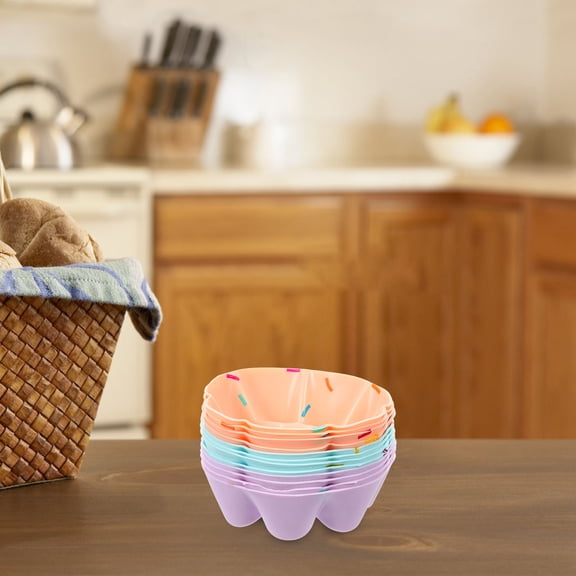 LABSERRON Silicone Baking Cup Multi-Color Non-Stick for DIY Muffin Cakes 12Pcs