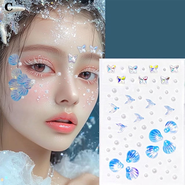 Eye Makeup Diamond Water Drop Diamond Broken Diamond Tear Diamond Stickers Self-Adhesive Tear Mole Makeup Flash Diamond Jewelry Creative Makeup Face Stickers Diamond