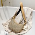 thumbnail image 4 of Embrague Femenino Bolso vagabundo de paja de verano con cremallera de embrague para mujer a la moda para regalo (caqui) Likrtyny Para Estrenar, 4 of 8
