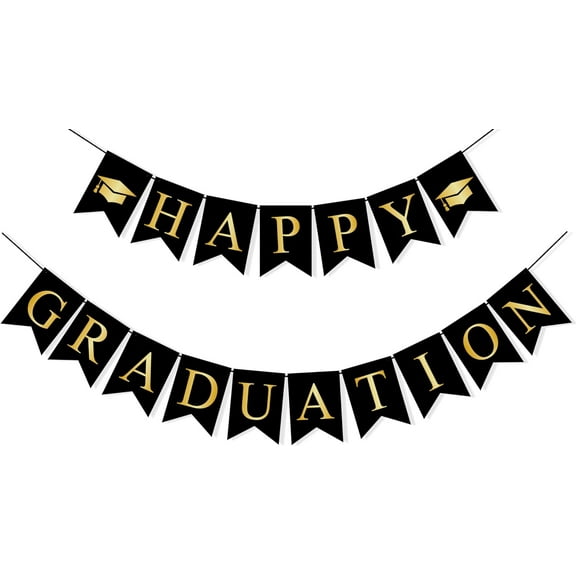 Happy Graduation Banner for College High School 2025 Graduation Decorations Garland Congrats Grad Party Supplies Indoor Outdoor Home Decor, Pre-Strung, NO DIY