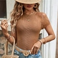 thumbnail image 4 of Uaswgudfs Women's Lace Short Sleeve Blouse: Sheer Cut-Out Accent Top with Elegant Design for Summer Evening Occasions & Formal Chic Brown XXL, 4 of 7