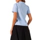 thumbnail image 3 of INSPIRAR CHIC Blusa vintage de cuadros con mangas abullonadas para mujer XL Azul claro, 3 of 6
