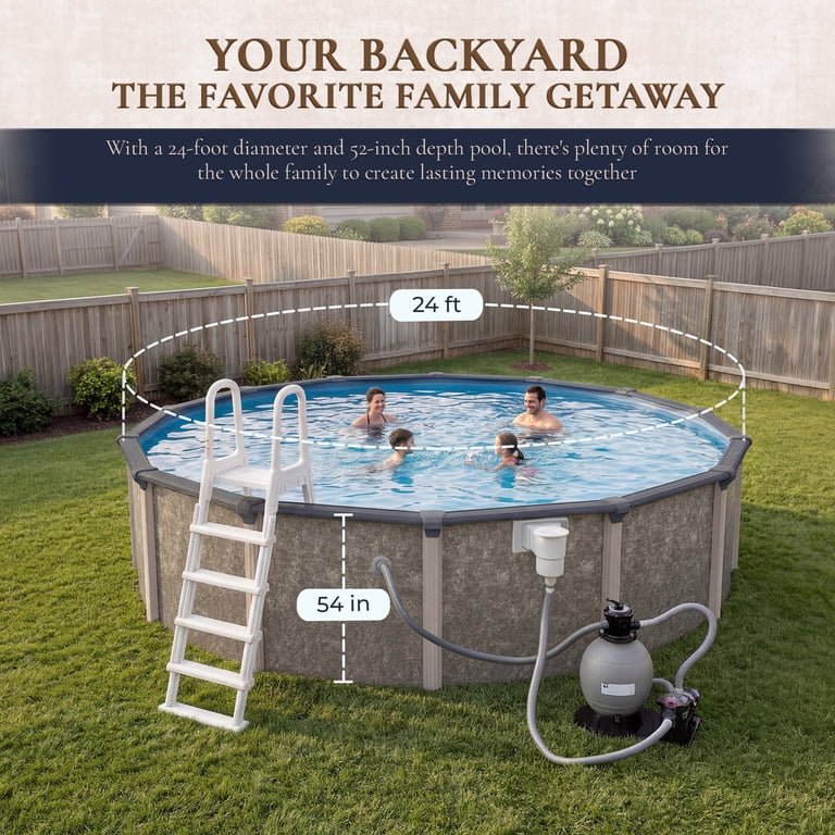 Blue Wave, Swimming Pool, 24-ft Round, 54-inch Deep, Metal Wall