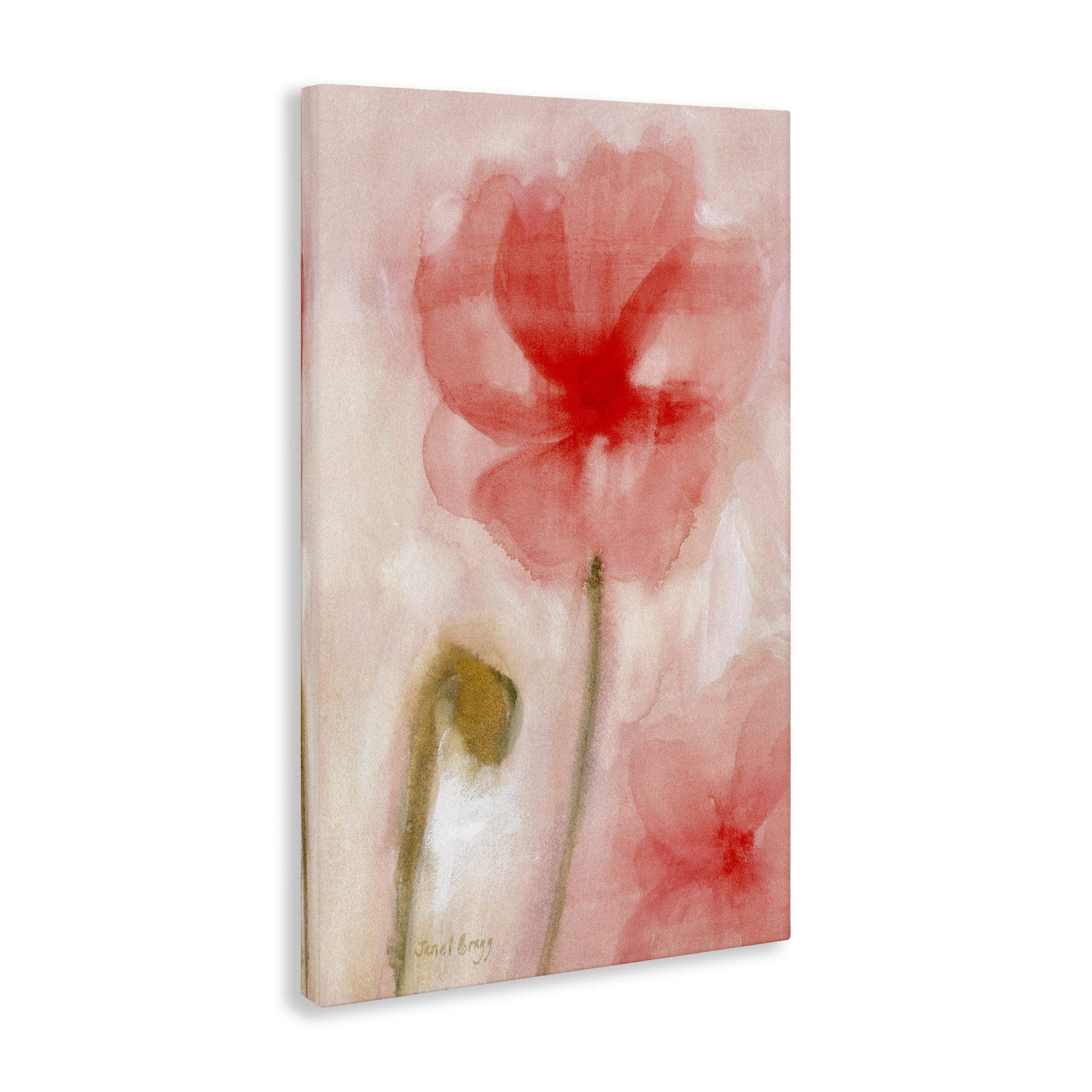 Stupell Industries Abstract Pink Bloom Botanical & Floral Painting Gallery Wrapped Canvas Art Print Wall Art, 30 x 45