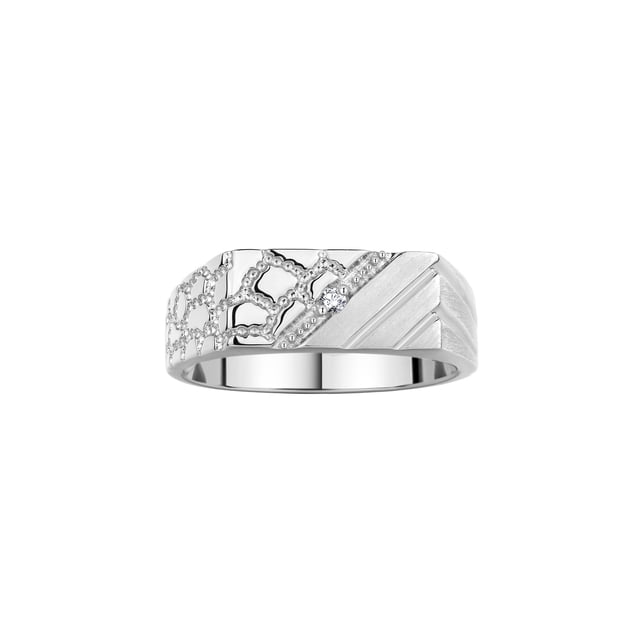 RYLOS Men's Rings Sterling Silver Classic 1/2 Nugget Design Ring with Diamonds, Great Mens Jewelry Size 8