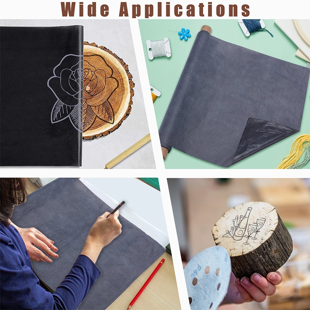 2 Rolls 10.9Yards Carbon Graphite Copy Paper Carbon Transfer Tracing Paper Black Waxed Carbon Paper for Drawing Sewing Patterns 16.93inches Wide DIY