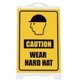 thumbnail image 4 of M&T Displays White Street SignPro Board, Weatherproof A-Frame Sidewalk Curb Sign with 2 24x36 inch Matt Laminated Anti-Glare CAUTION WEAR HARD HAT Sticker Signs, Folding Portable Double Sided, 4 of 11
